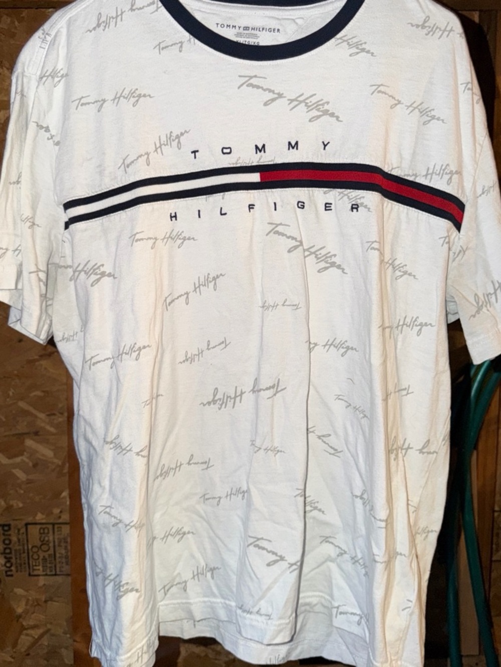 Tommy Hilfiger White Tee with Navy and Red Stripe